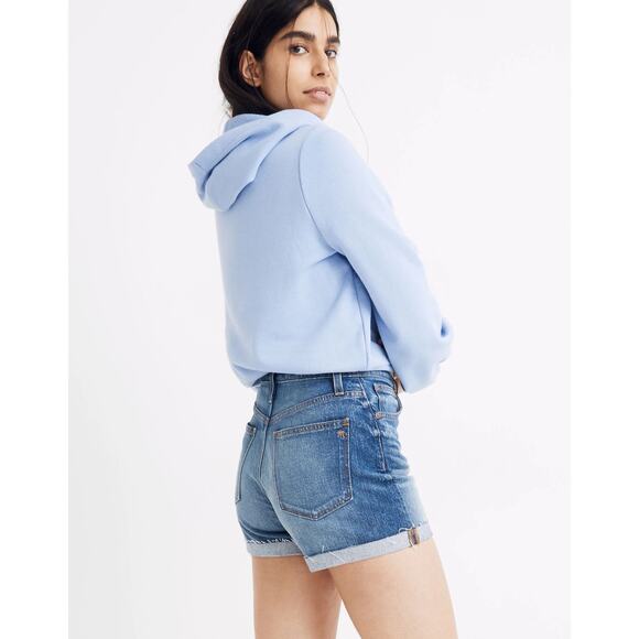 Madewell Blue Cropped Hoodie Womens Large Sweatshirt Bubble Sleeve Loungewear - Picture 12 of 12